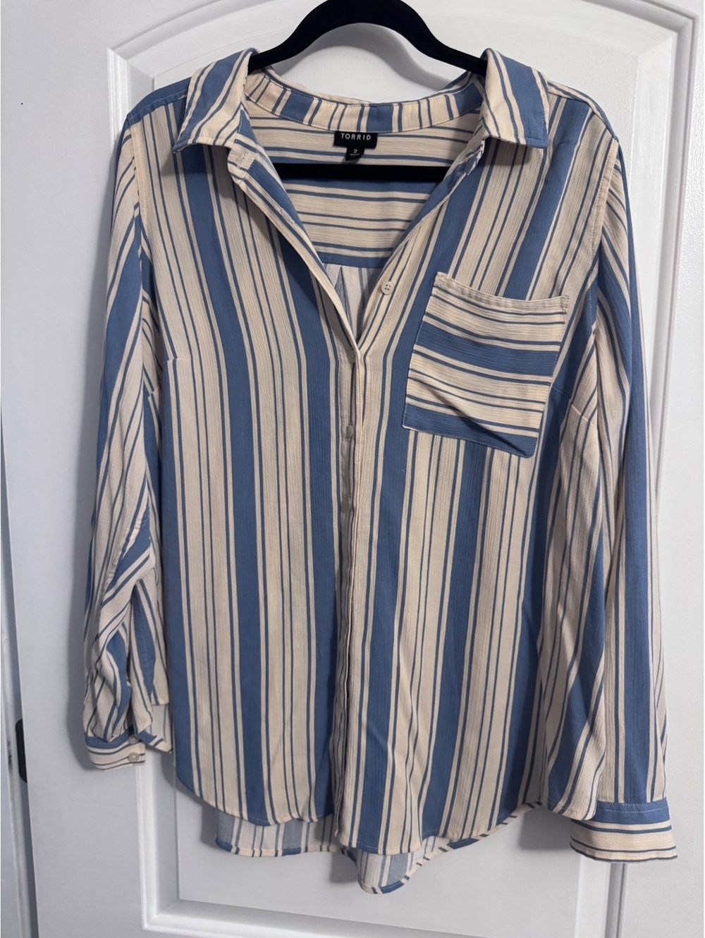 Torrid 2 striped button front blouse